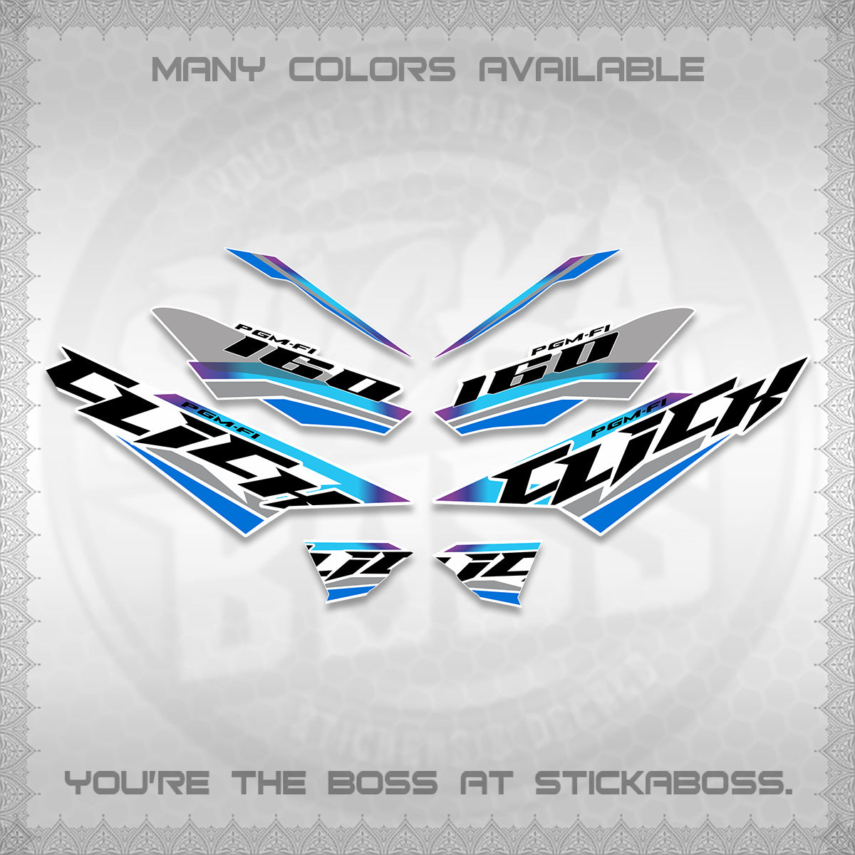 CLICK 160 STRIPING FOR WHITE DECALS (SPORTS RACE STRIPES 01) STICKER KITS BY STICKABOSS