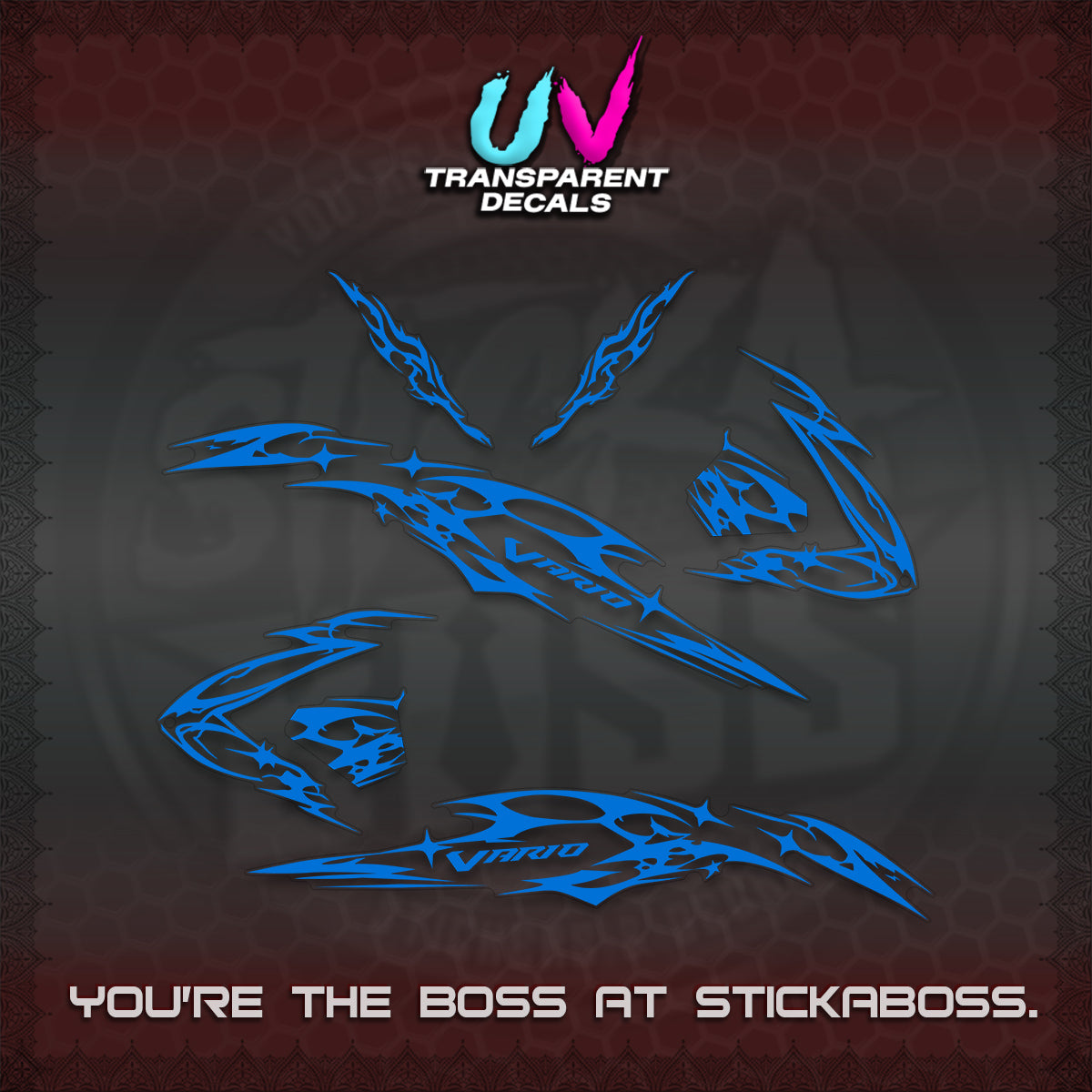 CLICK 125 V3 VARIO UV TRANSPARENT DECALS (2026 T1 LIGHTNING DESIGN) STICKER KITS BY STICKABOSS