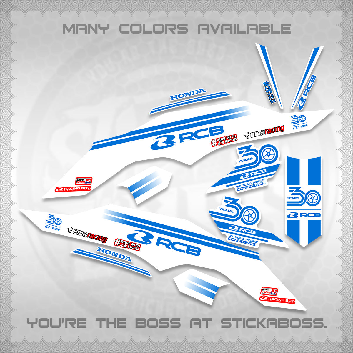 CLICK 125 V3 FOR WHITE DECALS (2026 30TH ANNIVERSARY RACING DESIGN)STICKER DECALS By STICKABOSS