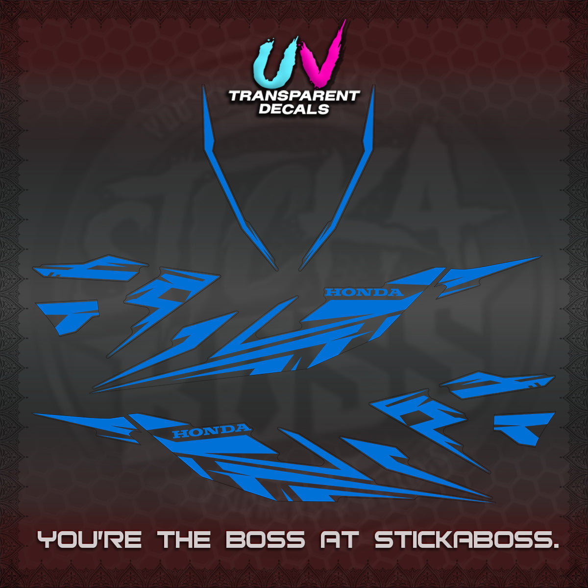 CLICK 125 V4 UV TRANSPARENT DECALS (2026 MINIMAL 001 DESIGN)STICKER DECALS By STICKABOSS