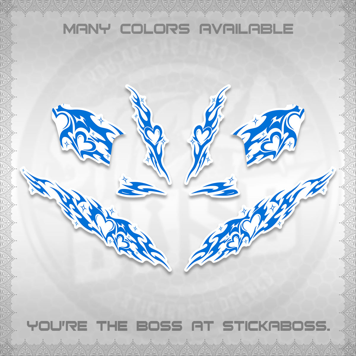 CLICK 125 V2 FOR WHITE DECALS (2026 STRIPING HEART DESIGN) STICKER KITS BY STICKABOSS