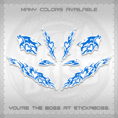 CLICK 125 V2 FOR WHITE DECALS (2026 STRIPING HEART DESIGN) STICKER KITS BY STICKABOSS
