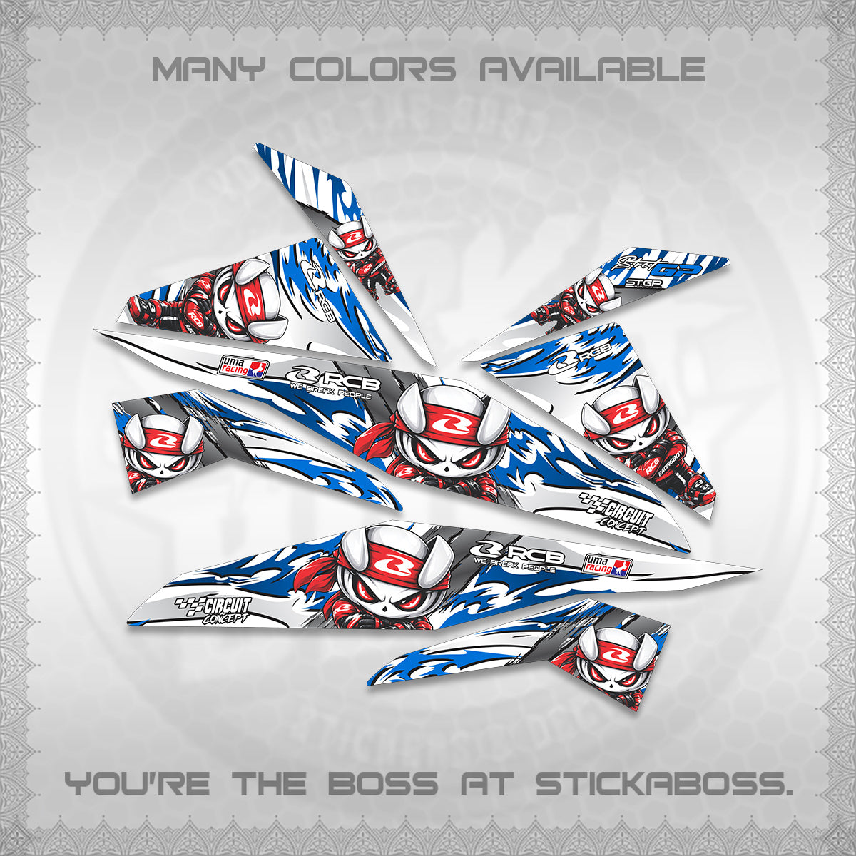 BEAT FI V1 FOR WHITE DECALS (2026 NEW RCB 2.0 DESIGN) STICKER KITS BY STICKABOSS