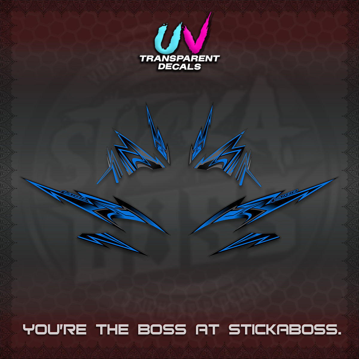 CLICK V4 VARIO UV TRANSPARENT DECALS (2026 SHARP SPIKEY DESIGN) STICKER KITS BY STICKABOSS