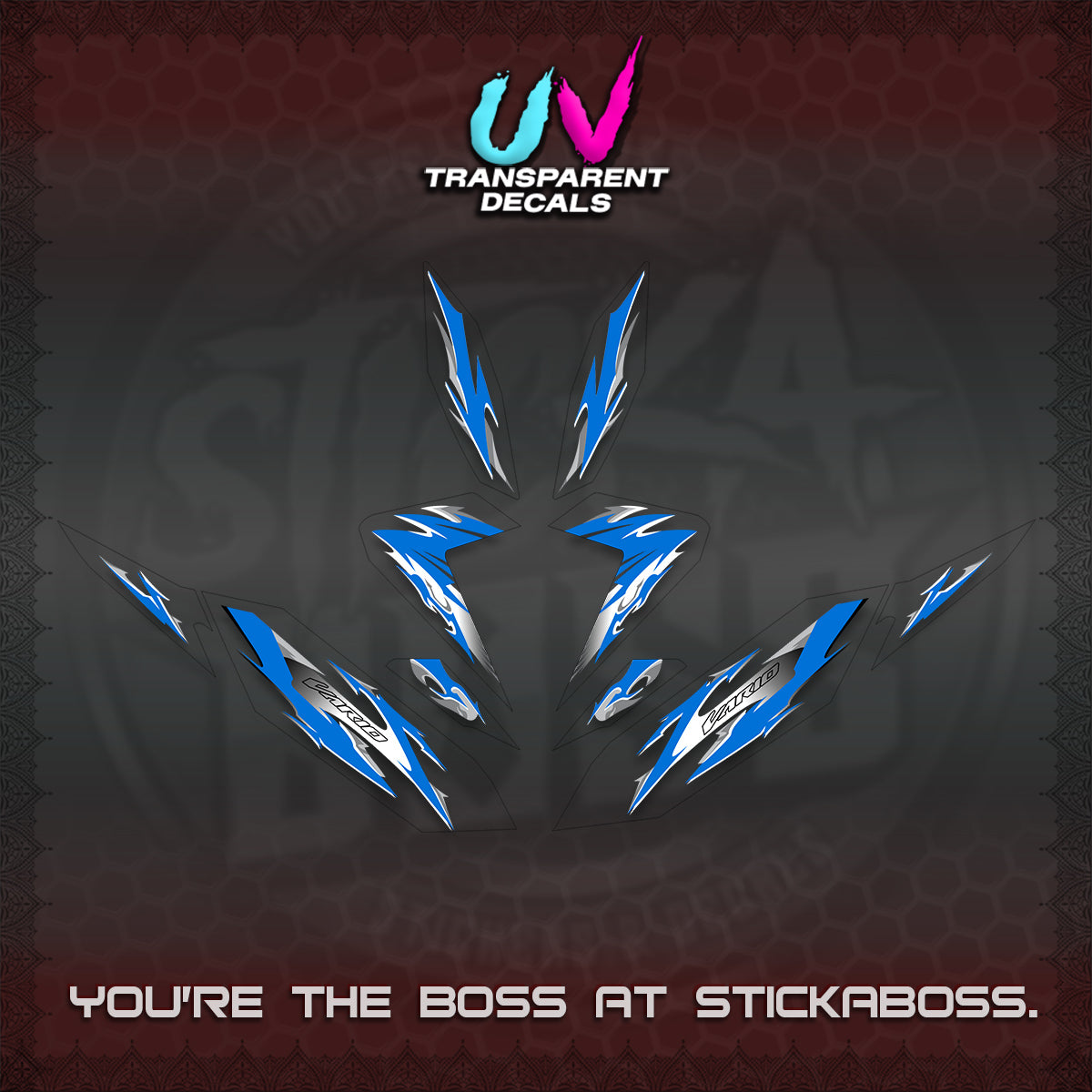 CLICK 125 V4 VARIO UV TRANSPARENT DECALS (2026 MODERN TRIBAL DESIGN) STICKER KITS By STICKABOSS