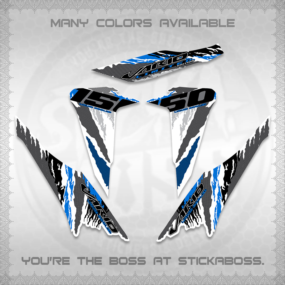 CLICK 150 V2 VARIO FOR WHITE DECALS (2022 SPECIAL SPLASH DESIGN) STICKER KITS BY STICKABOSS