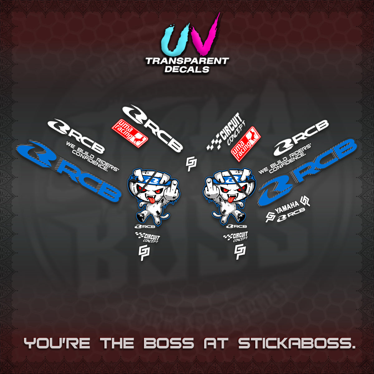 AEROX V2 UV TRANSPARENT DECALS (2026 RACE ZOMBIE DESIGN)STICKER DECALS By STICKABOSS