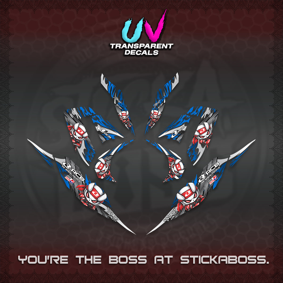 CLICK 125 V4 UV TRANSPARENT DECALS (2026 NEW RCB 2.0 DESIGN) STICKER KITS BY STICKABOSS