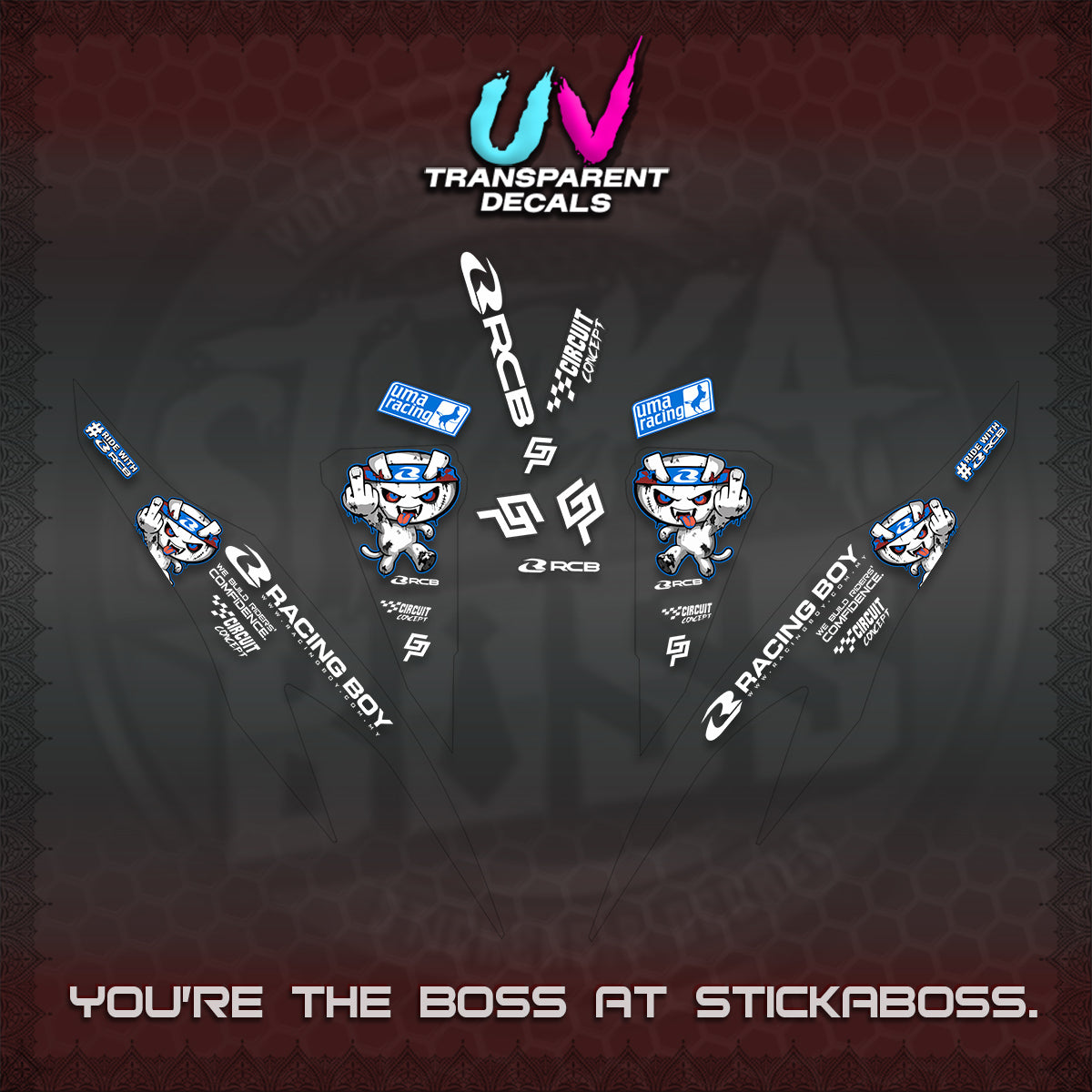 CLICK V2 UV TRANSPARENT DECALS (2026 RACE ZOMBIE DESIGN)STICKER DECALS By STICKABOSS