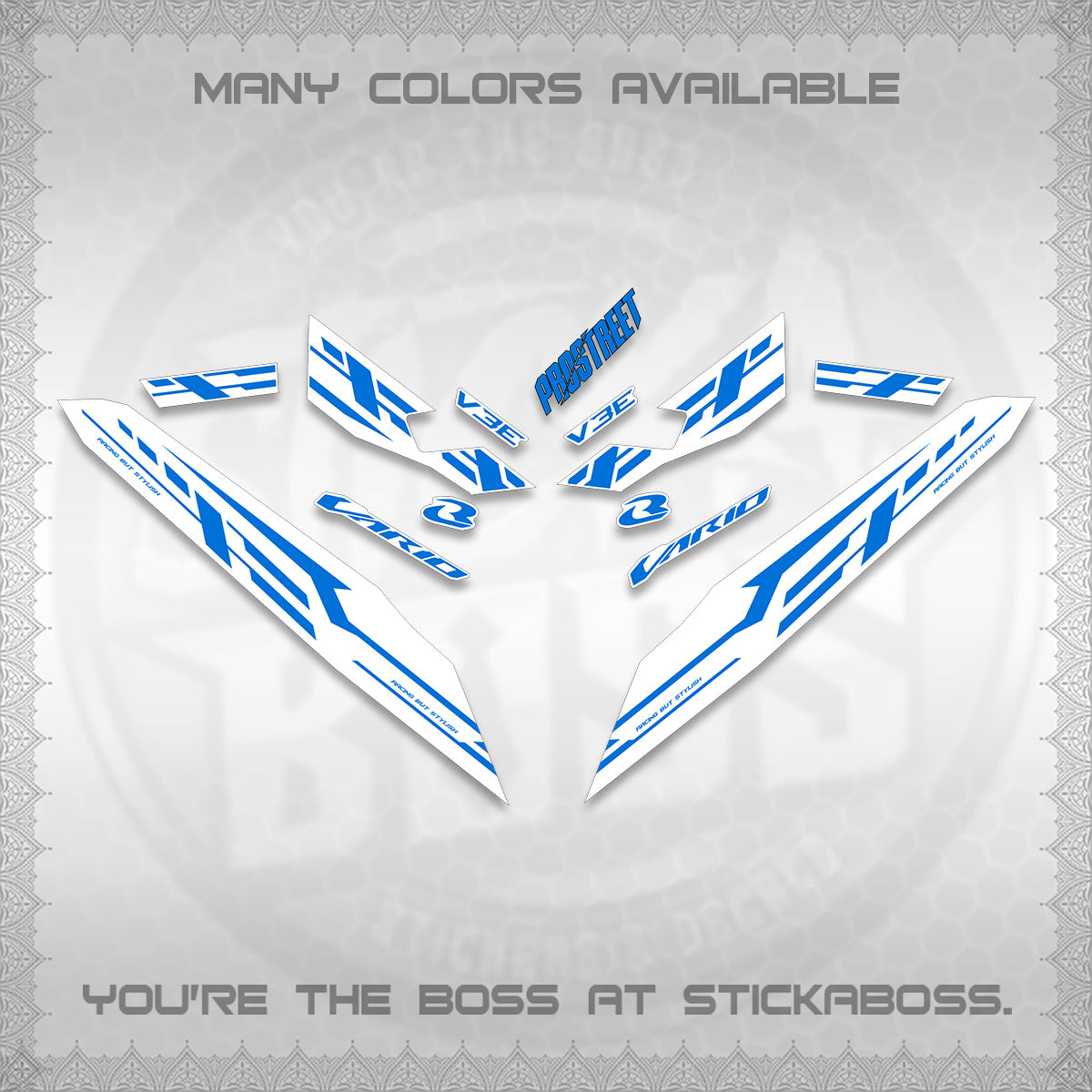 CLICK V3 FOR WHITE VARIO DECALS (2026 V3E 001 DESIGN)STICKER DECALS By STICKABOSS