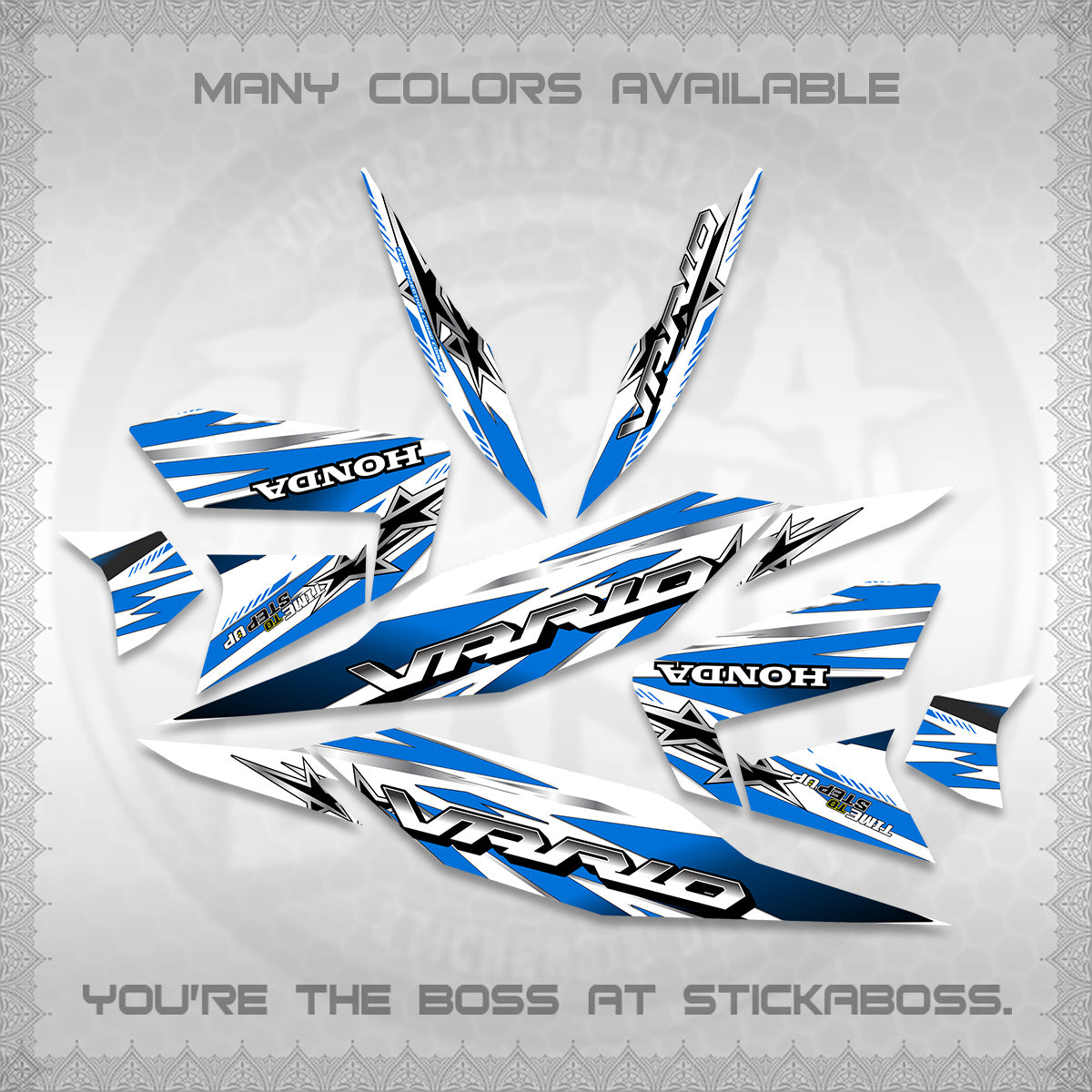 CLICK 125 V4 VARIO FOR WHITE DECALS (2026 BLACK STAR DESIGN) STICKER DECALS By STICKABOSS