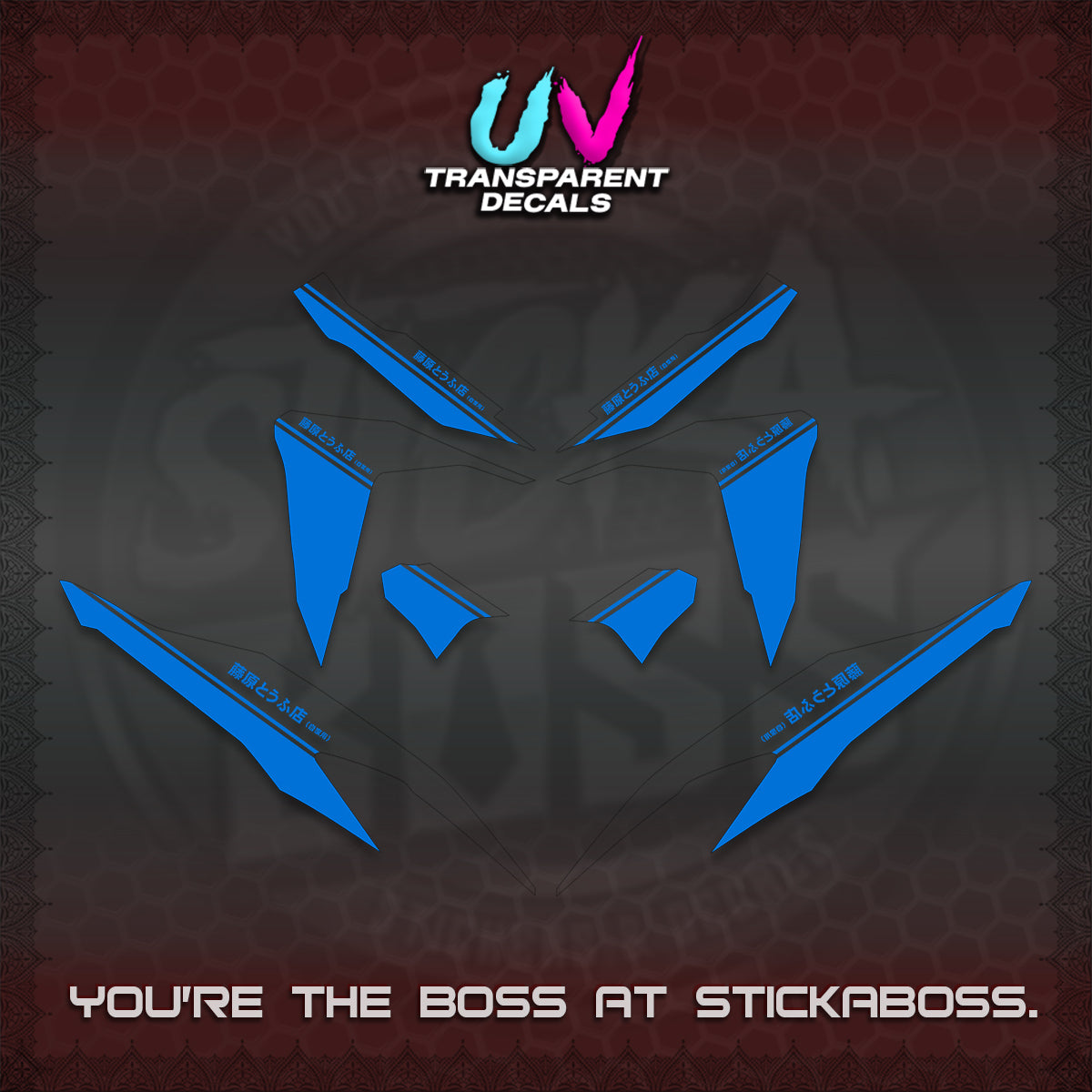 CLICK V2 UV TRANSPARENT DECALS (TRUENO STYLE DESIGN) STICKER KITS BY STICKABOSS