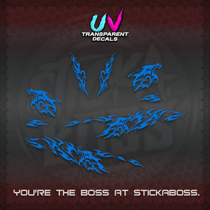 CLICK 125 V2 UV TRANSPARENT DECALS (2026 TRIBAL HEART DESIGN) STICKER KITS BY STICKABOSS
