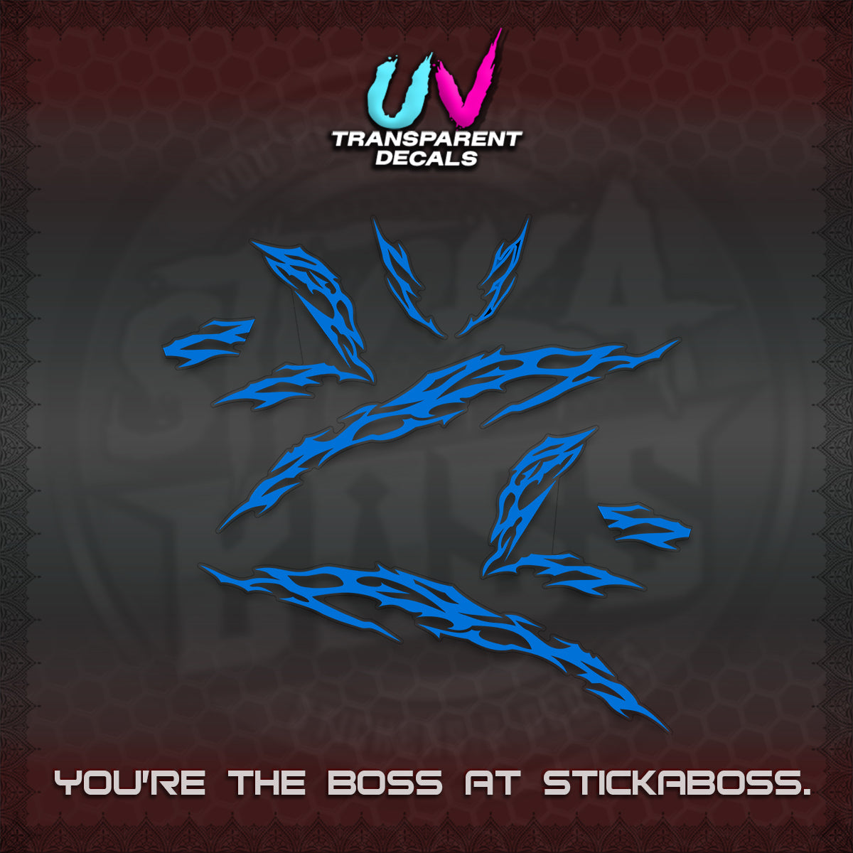 CLICK 125 V3 UV TRANSPARENT DECALS (2026 TRIBAL LIGHTNING DESIGN) STICKER KITS BY STICKABOSS