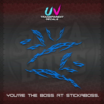 CLICK 125 V3 UV TRANSPARENT DECALS (2026 TRIBAL LIGHTNING DESIGN) STICKER KITS BY STICKABOSS