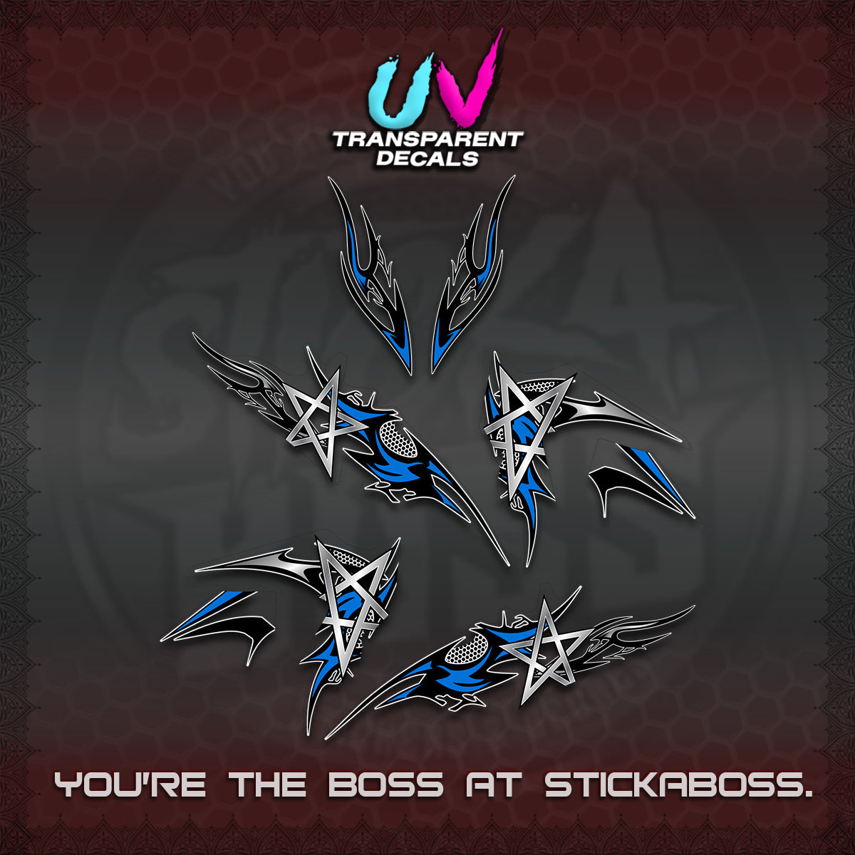 CLICK 125 V3 UV TRANSPARENT DECALS (2026 TRIVALY STAR DESIGN)STICKER DECALS By STICKABOSS