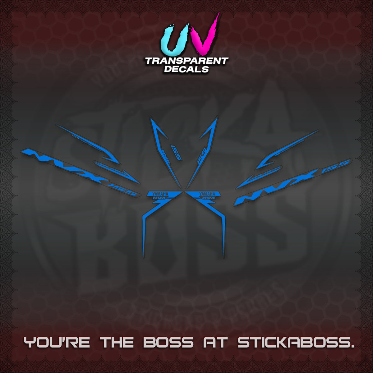 AEROX 155 V2 UV TRANSPARENT STRIPING DECALS (2022 NVX 1-TONE) STICKER KITS BY STICKABOSS