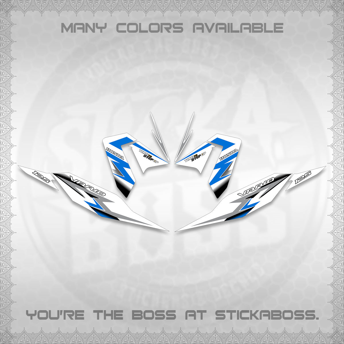 CLICK 125 V4 VARIO FOR WHITE DECALS (2026 VR0006 DESIGN) STICKER KITS BY STICKABOSS