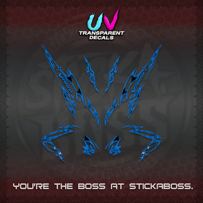 CLICK 125 V2 VARIO UV TRANSPARENT DECALS (2026 TRIBAL LIGHTNING DESIGN) STICKER KITS BY STICKABOSS
