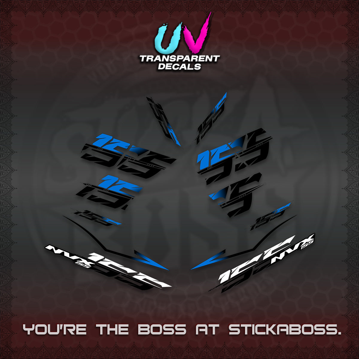 AEROX 155 V2 UV TRANSPARENT DECALS (2026 NVX VIETNAM) STICKER KITS BY STICKABOSS