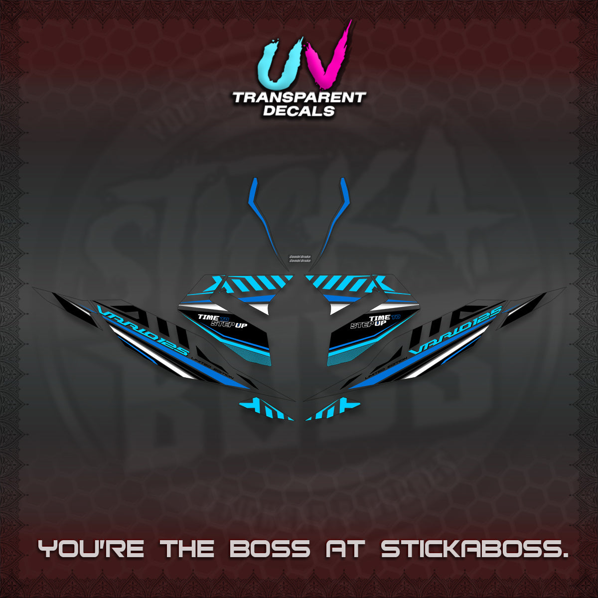 CLICK 125 V4 VARIO UV TRANSPARENT DECALS (2026 VR0007 DESIGN) STICKER KITS By STICKABOSS