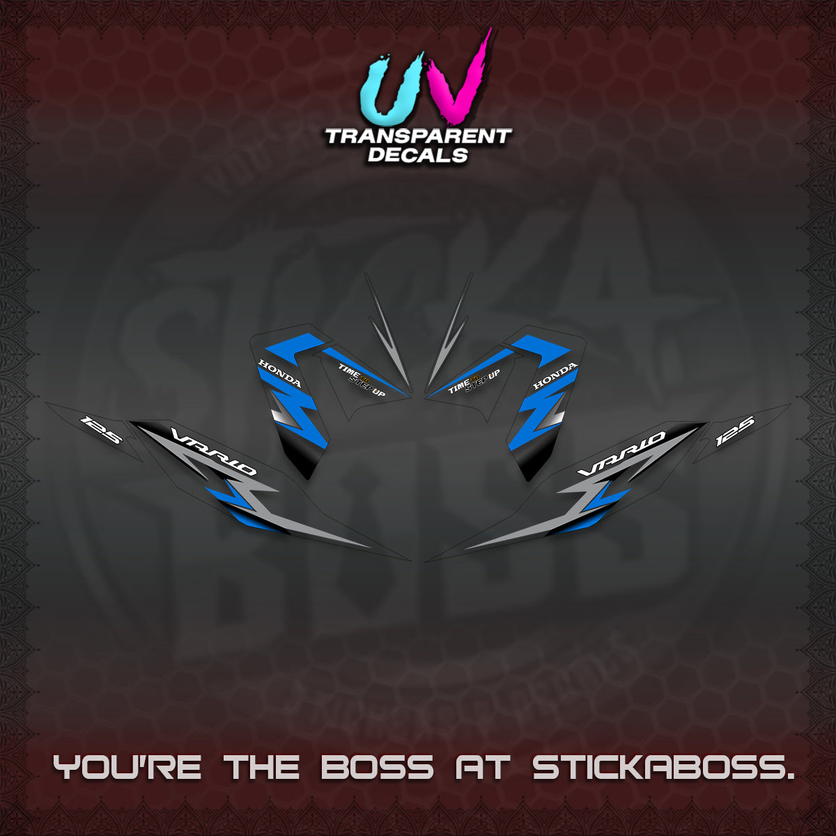 CLICK 125 V4 VARIO UV TRANSPARENT DECALS (2026 VR0006 DESIGN) STICKER KITS BY STICKABOSS