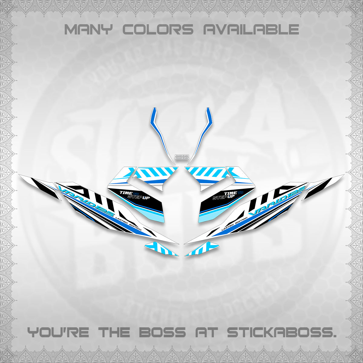 CLICK 125 V4 VARIO FOR WHITE DECALS (2026 VR0007 DESIGN) STICKER KITS By STICKABOSS