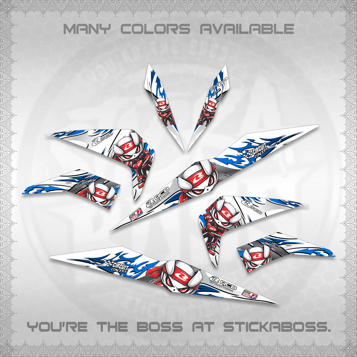 BEAT FI V2 FOR WHITE DECALS (2026 NEW RCB 2.0 DESIGN) STICKER KITS BY STICKABOSS
