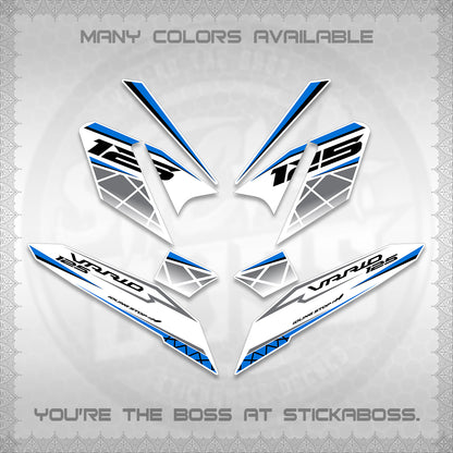 CLICK 125 V4 VARIO FOR WHITE DECALS (2026 MODERN STRIPE DESIGN) STICKER KITS BY STICKABOSS