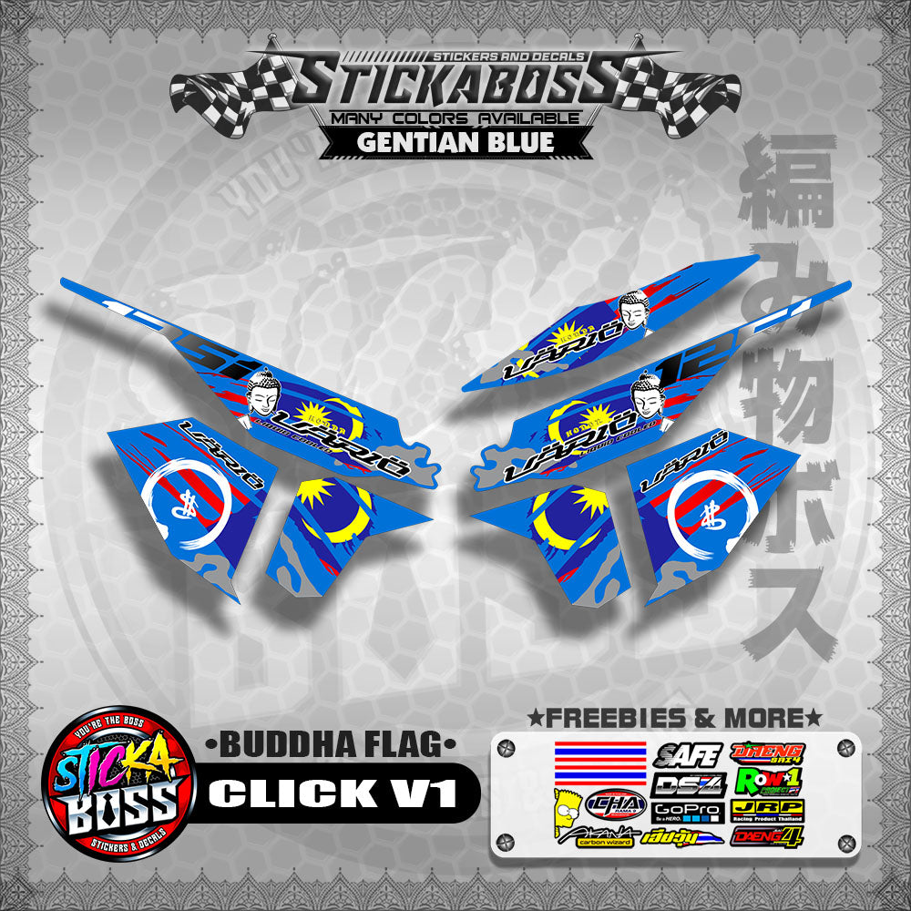 CLICK V1 MALAYSIAN STICKER DECALS ( BUDDHA FLAG )【WITH FREEBIES】