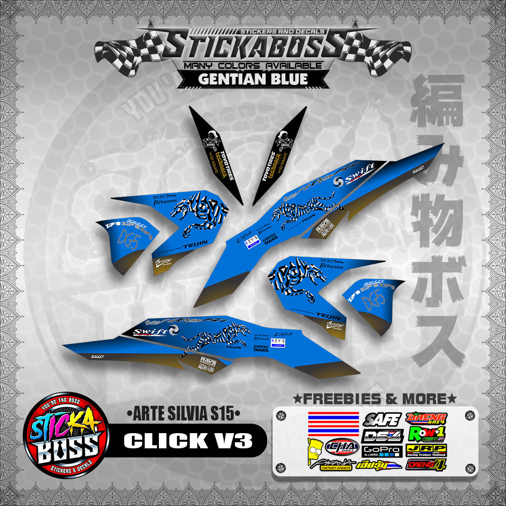 CLICK V3 STICKER DECALS ( ARTE SILVIA S15 )【WITH FREEBIES】