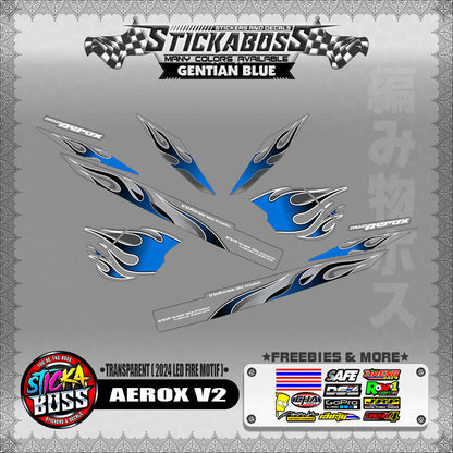 [ PREMIUM UV PRINT ] TRANSPARENT AEROX V2 DECALS ( 2024 LED FIRE MOTIF )【WITH FREEBIES】