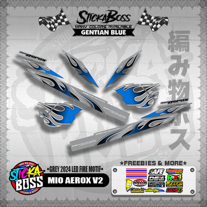MIO AEROX V2 DECALS ( GREY 2024 LED FIRE MOTIF )【WITH FREEBIES】