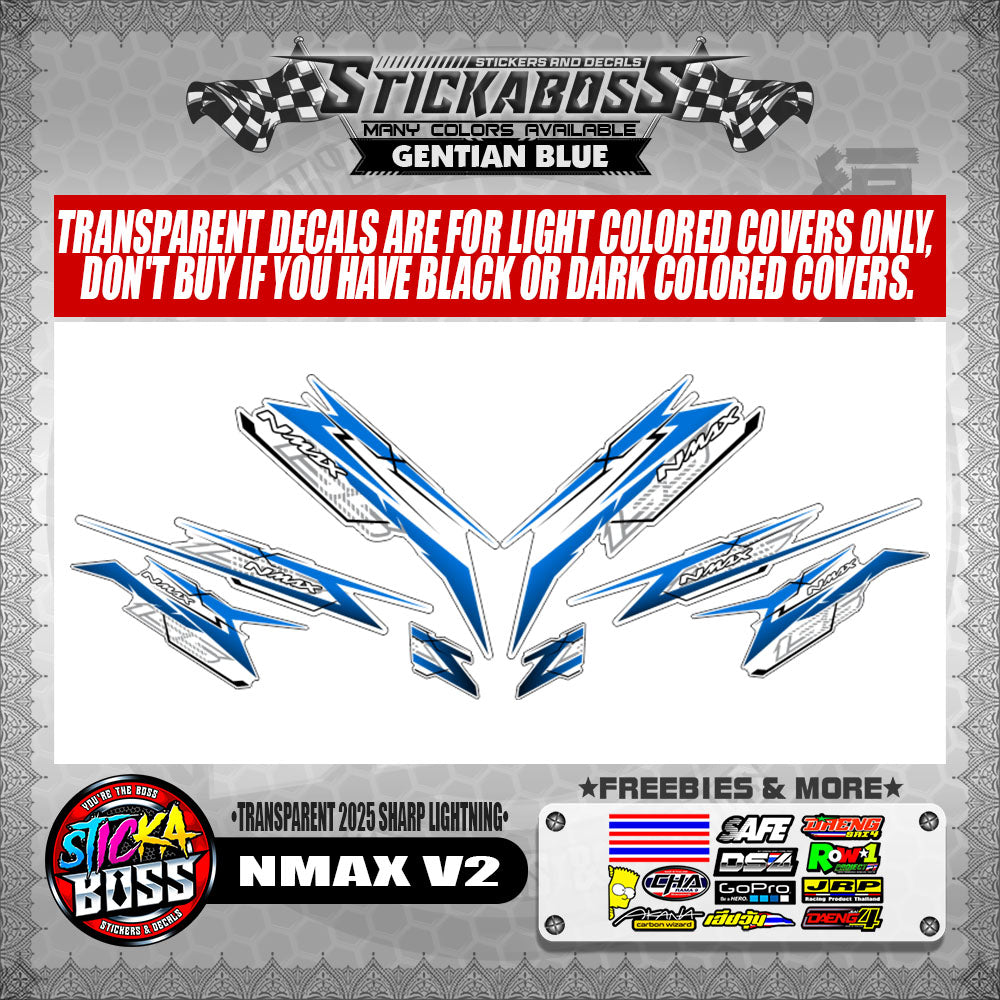NMAX V2 INDO STICKER DECALS ( TRANSPARENT 2025 SHARP LIGHTNING )【WITH FREEBIES】