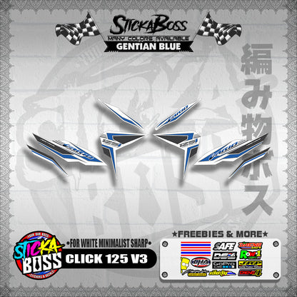 CLICK 125 V3 DECALS ( FOR WHITE MINIMALIST SHARP )【WITH FREEBIES】