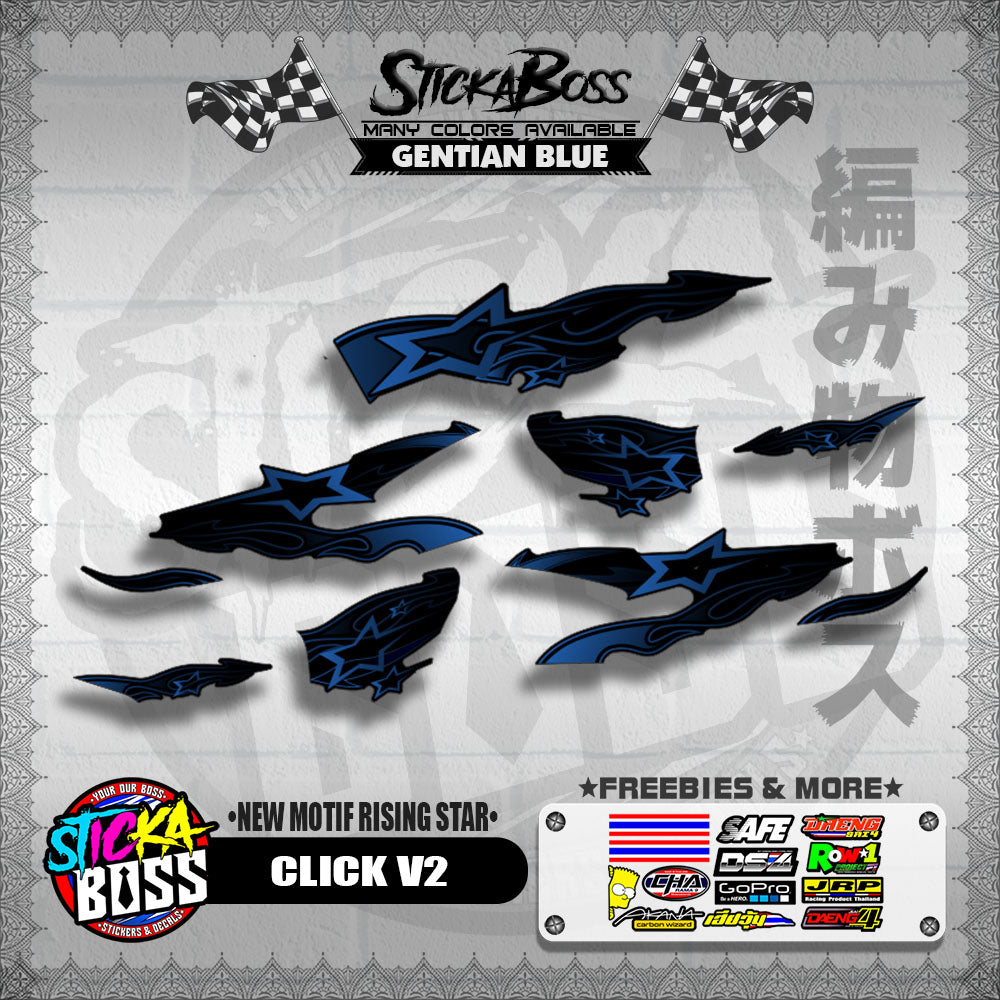 CLICK V2 DECALS ( NEW MOTIF RISING STAR ) [ PREMIUM GLOSSY LAMINATED ]【WITH FREEBIES】
