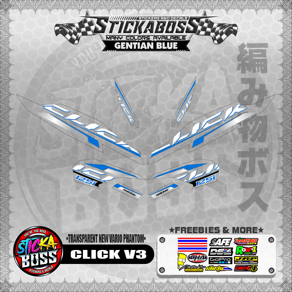 【PREMIUM UV PRINT】TRANSPARENT CLICK 125 V3 STICKER DECALS ( NEW VARIO PHANTOM )【WITH FREEBIES】