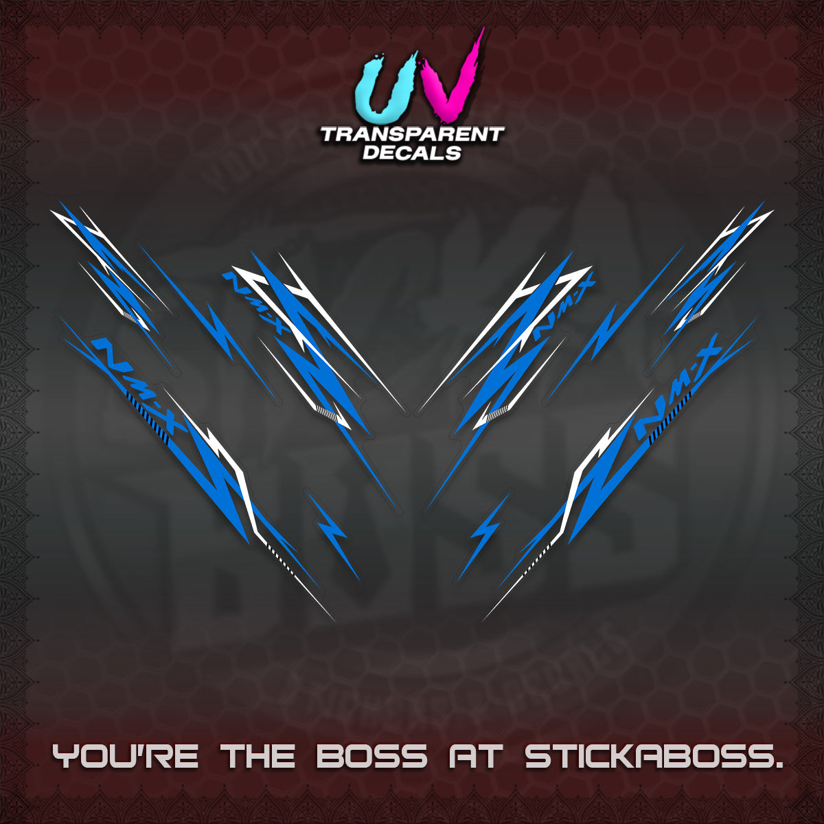 NMAX V2 UV TRANSPARENT DECALS (2024 NM A8 STYLE) STICKER DECALS By STICKABOSS