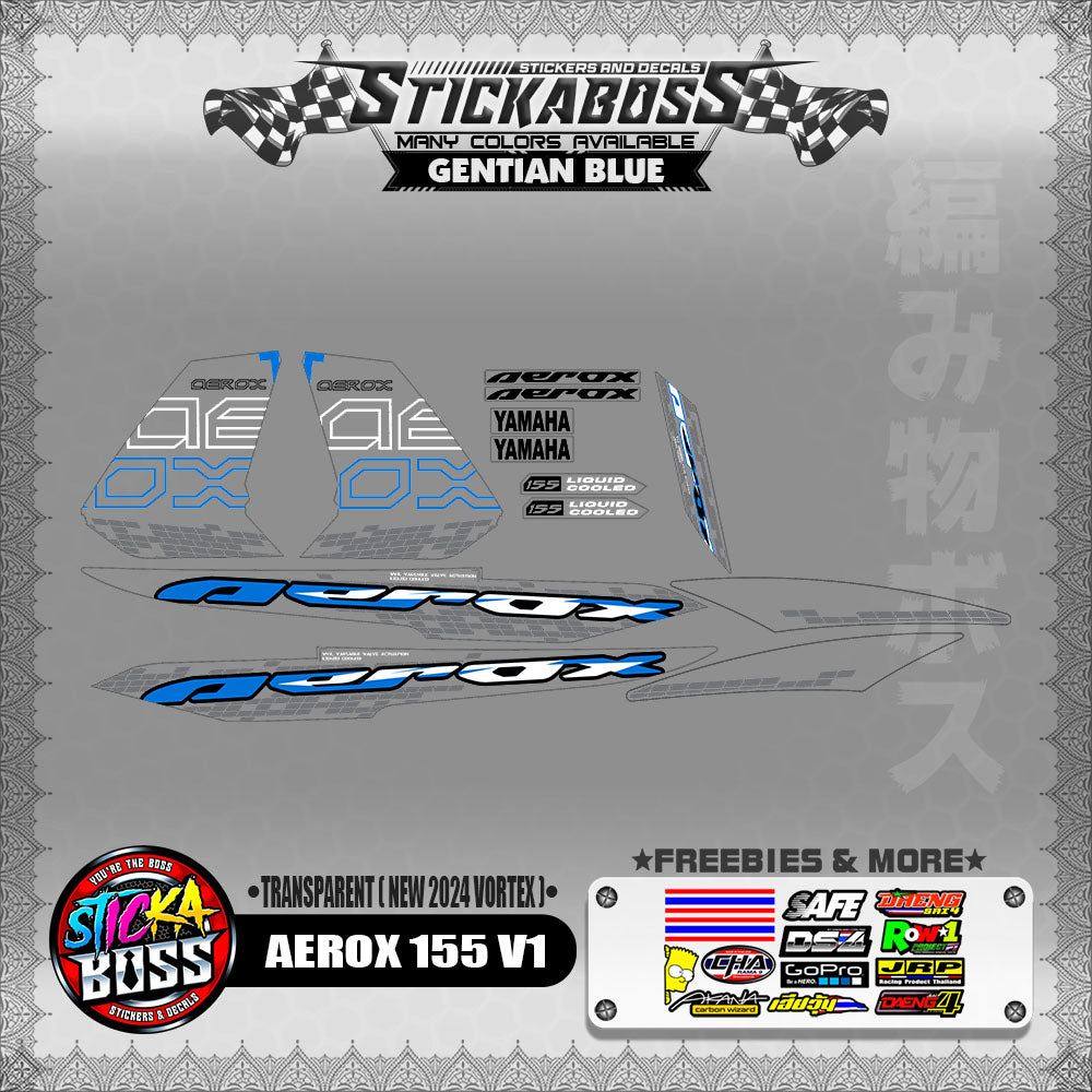 [ PREMIUM UV PRINT ] TRANSPARENT  AEROX 155 V1 DECALS ( NEW 2024 VORTEX )【WITH FREEBIES】