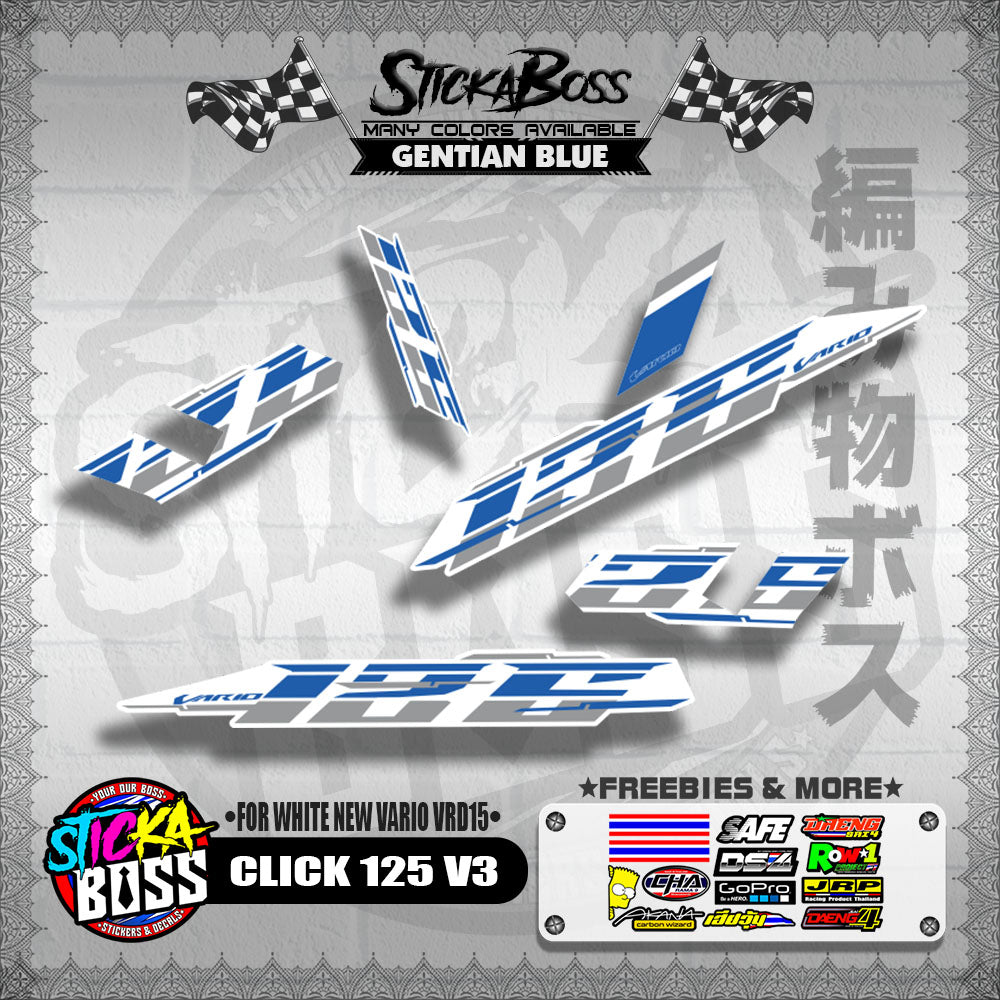 CLICK 125 V3 DECALS ( FOR WHITE NEW VARIO VRD15 ) [ PREMIUM GLOSSY LAMINATED ]【WITH FREEBIES】