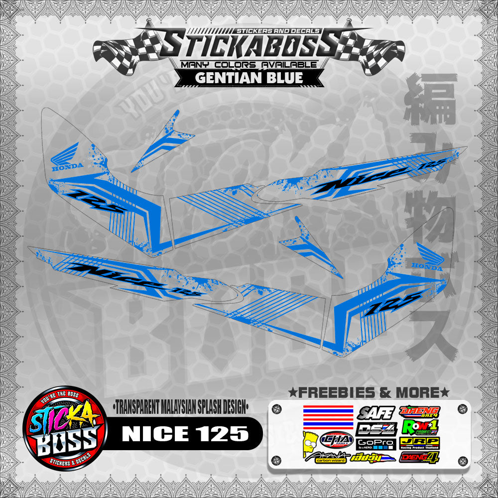【PREMIUM UV PRINT】TRANSPARENT NICE 125 STICKER DECALS ( MALAYSIAN SPLASH DESIGN )【WITH FREEBIES】