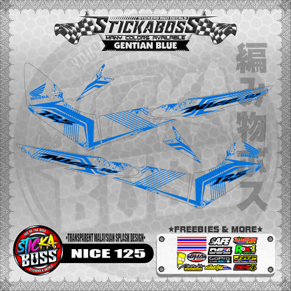 【PREMIUM UV PRINT】TRANSPARENT NICE 125 STICKER DECALS ( MALAYSIAN SPLASH DESIGN )【WITH FREEBIES】