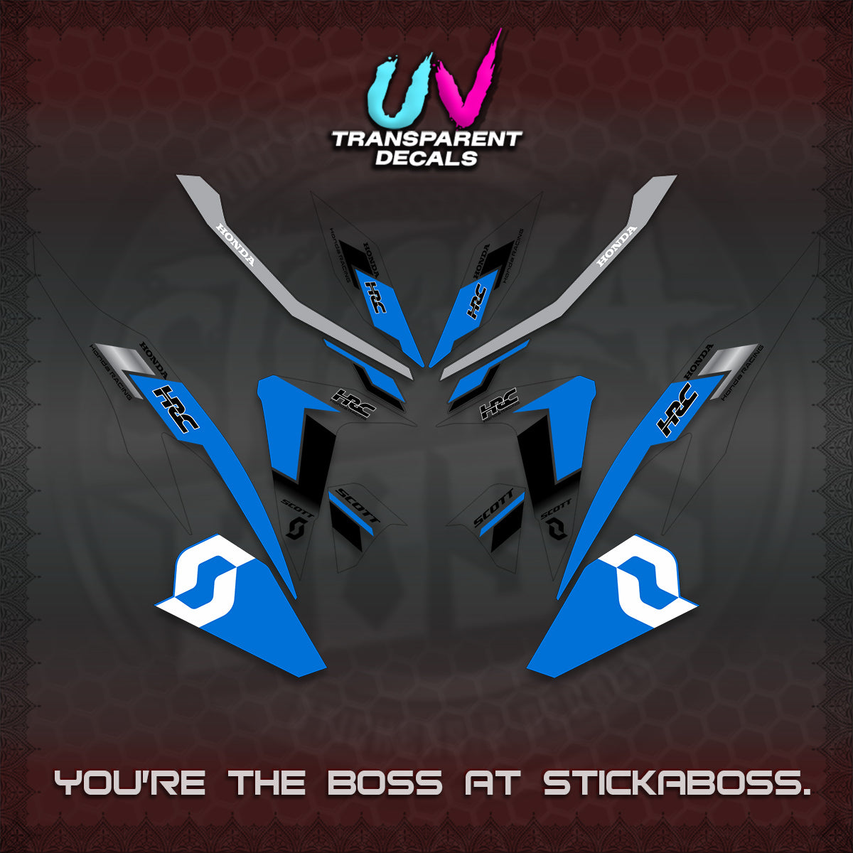 CLICK V2 UV TRANSPARENT DECALS (SCOTTxHRC DESIGN)STICKER KITS By STICKABOSS