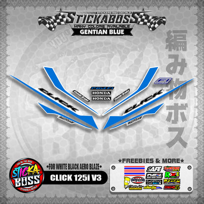 CLICK 125i V3 STICKER DECALS ( FOR WHITE BLACK AERO BLAZE )【WITH FREEBIES】