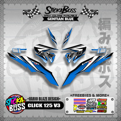 CLICK 125 V3 DECALS ( VARIO BLAZE DESIGN )【WITH FREEBIES】