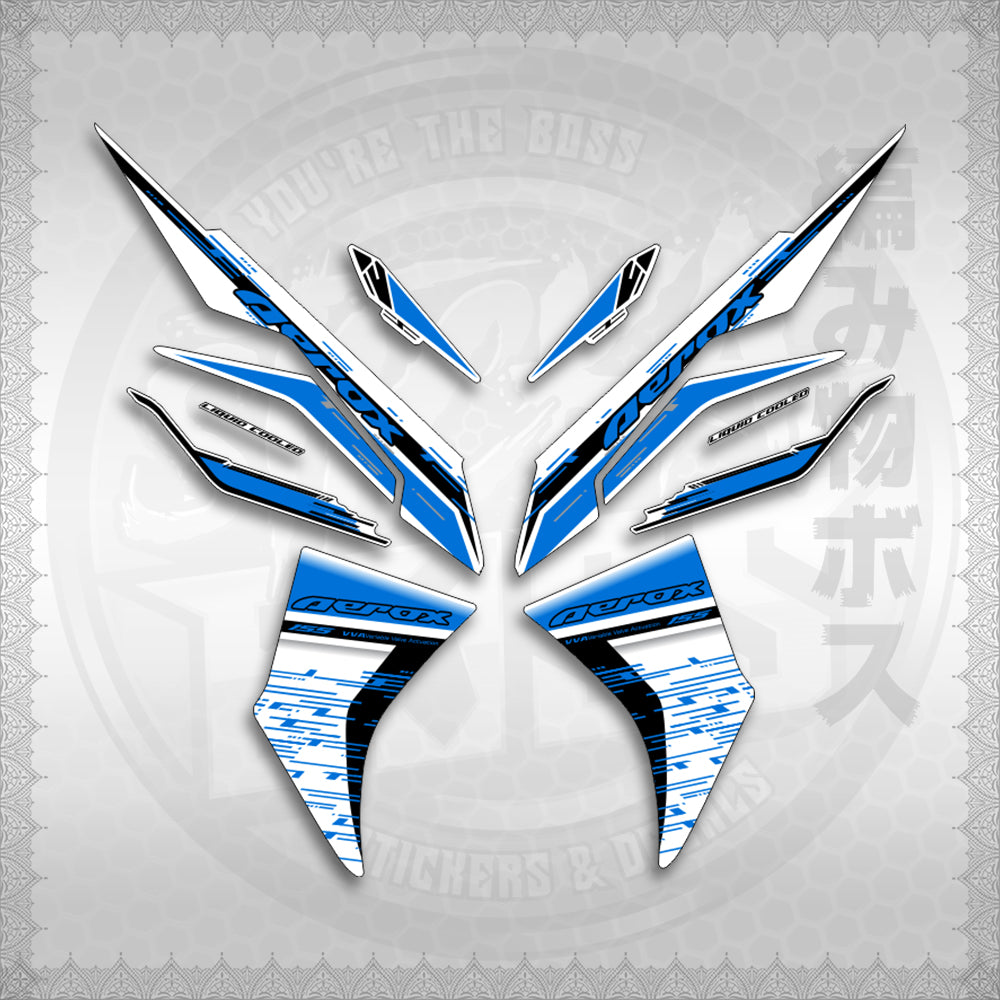 STICKER DECALS for AEROX V3 ALPHA TURBO INDO FOR WHITE (AV3NESTEDMA) By STICKABOSS (SOFIE LAMINATED WATERPROOF)