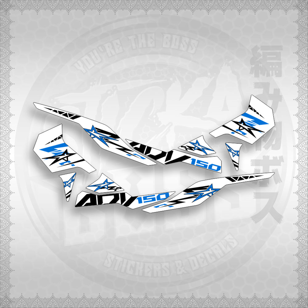 STICKER DECALS for ADV 150 (A150ALxOMINFOWH) By STICKABOSS (SOFIE LAMINATED WATERPROOF)