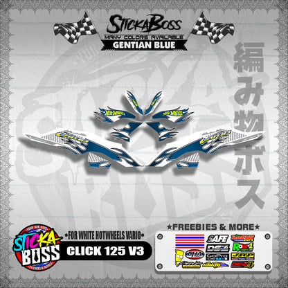 CLICK 125 V3 DECALS ( FOR WHITE HOTWHEELS VARIO )【WITH FREEBIES】
