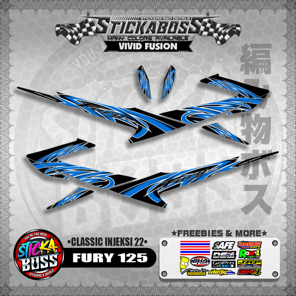 FURY 125 STICKER DECALS ( CLASSIC INJEKSI 22 )【WITH FREEBIES】