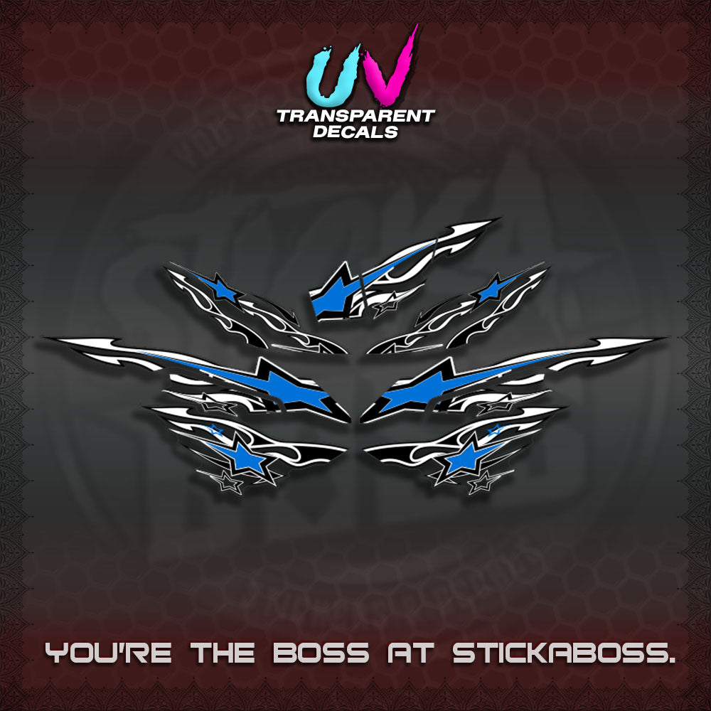 AEROX  V3 INDO UV TRANSPARENT DECALS(0005 RISING STAR)STICKER DECALS By STICKABOSS